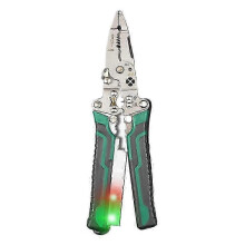 (Green) Multifunctional home wire stripper electrician pliers with voltage tester and