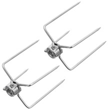 2Stk Grill Ersatz Drehspieß Fleischgabeln Grillzange Gabeln (Silber)
