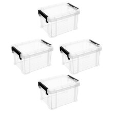 Reachise Mini Storage Bins With Lids, Handles & Latches - 4pcs
