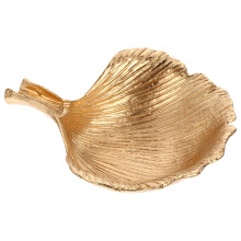 2Pcs Leaf Shape Golden Jewelry Storage Plate Metal Ring Display