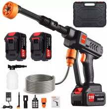 Water Wash Cleaner Gun, Portable Cordless Car High Pressure Washer Jet (+2 Battery)