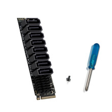 M.2 NVME PCIE to 8 Port SATA3.0 Adapter Add on Card 6Gbps