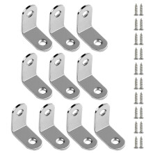(10pcs 30mm, Silver) 90 Degree L-Shape Bracket Corner Brace Set, Stainless Steel Corner Brackets for Shelves Wood Furniture Cabinet Table Drawer
