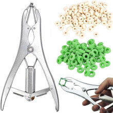 Goat Banding Kit, Banding Snap Clamps with 150 Pieces 2 Size Rings, Installation Tool for Livestock Farm