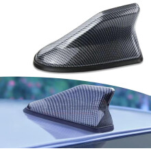 Universal Car Shark Fin Antenna with Adhesive Base, ABS Carbon Fiber Look Roof Aerial for Duster