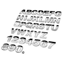 (Black1) 3D Metal Alphabet Silver Badge Chrome Silver Letters Numbers Logo Car Stickers Automobiles Car Accessories Stickers Decoration