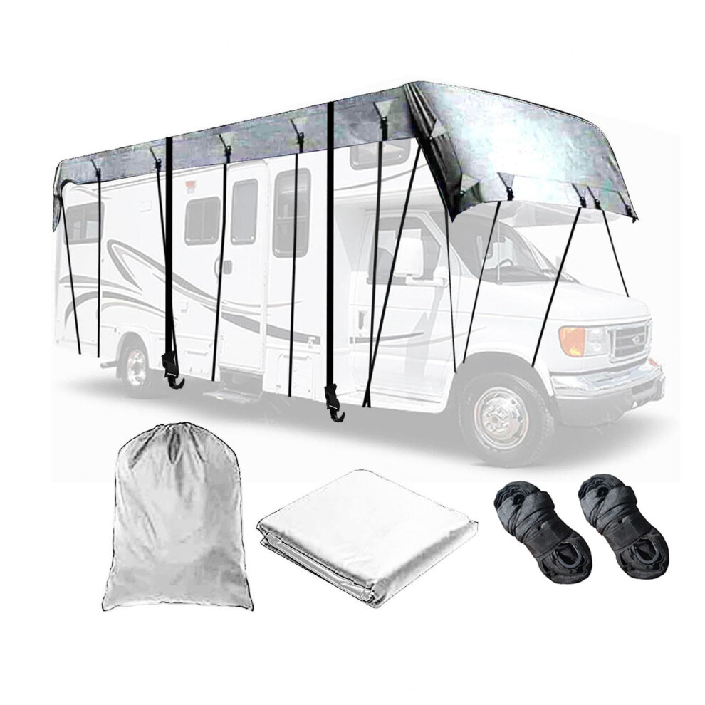 Waterproof Rv Roof Cover 12X3.3m 210D Oxford Cloth Camper Trailer With Windproof Straps For AllâWeather Protection Gray 9092120164428