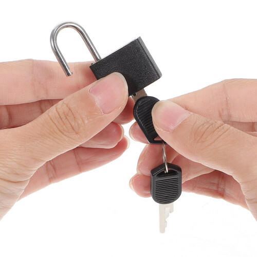 7Pcs Small Padlocks with Keys Black ABS Alloy for Suitcases Backpacks 2