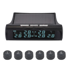 Car Tire Pressure Monitor Bright Digital Display Six Sensor System Solar Usb Charging for 8bar Six-wheeled Vehicles Rvs Trucks