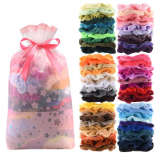 Raon Leathan Dathanna Scrunchies Veilbhit, Gabhálas Gruaige Stílmhar atá Mín ar do Ghruaig, Cuma Gan Smál do Mhná (60 Píosa)