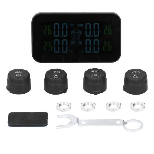 Lcd Display Car Tpms Tire Pressure Monitor System with Sensor Solar Charging Usb Charging