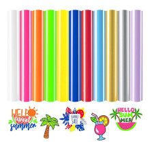 HTV Heat Transfer Vinyl - 12-Pack HTV Vinyl, 11 Olika Färger Stryk på Vinyl och 1 TeflonSheet, HTV 12X10 Tums HTV