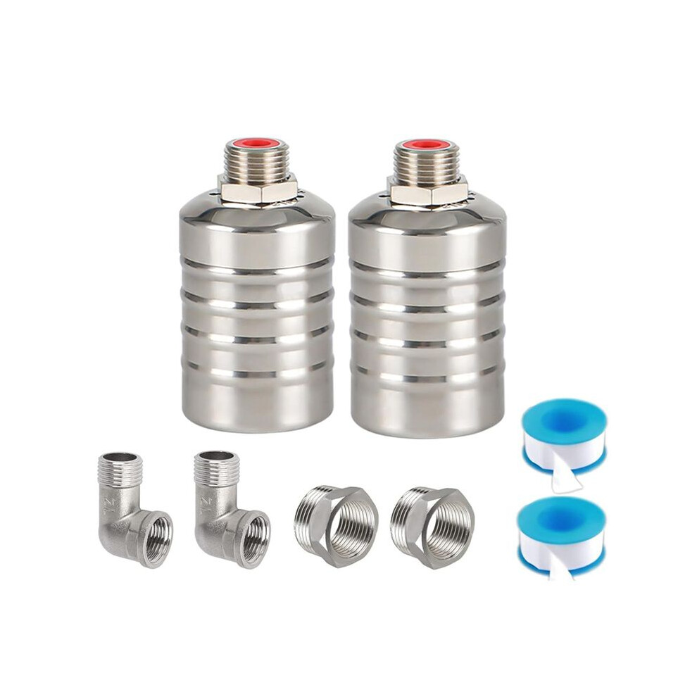 2 Pack 1/2Inch 3/4Inch Auto Fill Shut Off Water Tank Float Valve, 304 Stainless Steel Water Level Control Valve 6032404890080