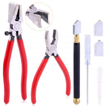 Glass Running Breaker and Cutting Tool Set, Heavy Duty Glass Cutting Tools, for Stained Glass,Mosaic Cutting Pliers Tool
