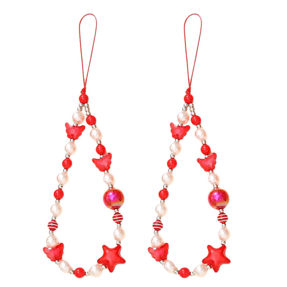 2Pcs Cute Beaded Phone Charm Strap With Star Heart Beads And Elegant Pearl Pendant Wrist Chain For Bag And Purse Decoration 9771547542339