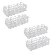 4Pcs Plastic Test Tube Rack 24 Holes Lab Test Tube Rack Holder for 25mm Test Tubes, Detachable, White