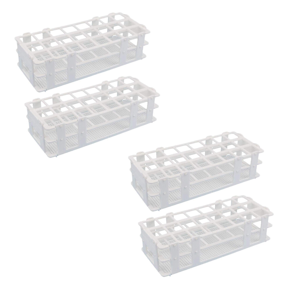 4Pcs Plastic Test Tube Rack 24 Holes Lab Test Tube Rack Holder For 25Mm Test Tubes, Detachable, White 6032605991173
