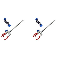 2X Pince de Laboratoire Mâchoire de Réglage Des Doigts à 3 Broches avec Extension Scientifique Clip de Support de Laboratoire Noir Réglable