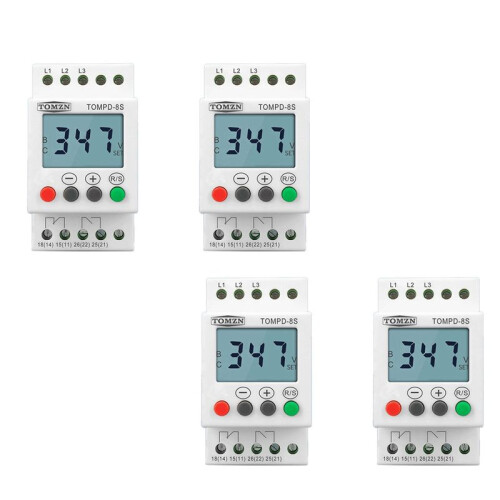 4X 3 Phase Din Rail Adjustable Under over Voltage Protector Voltage Monitoring Sequence Protection Relay