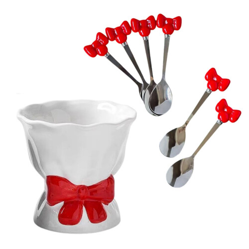 Sophisticated Ceramic Vessel Stores 6 Nonrust Pastry Forks-R 3