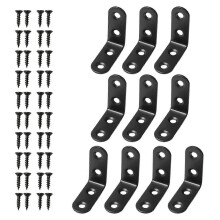 (10pcs 40mm, Black) 90 Degree L-Shape Bracket Corner Brace Set, Stainless Steel Corner Brackets for Shelves Wood Furniture Cabinet Table Drawer