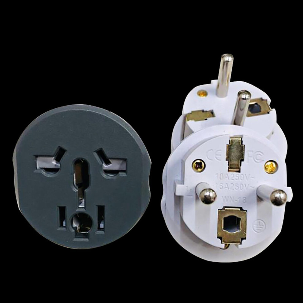 2Pcs Eu Travel Plug Adapter Type E/F Schuko 16A 250V For Germany France Spain Universal Compatibility 9092120166286
