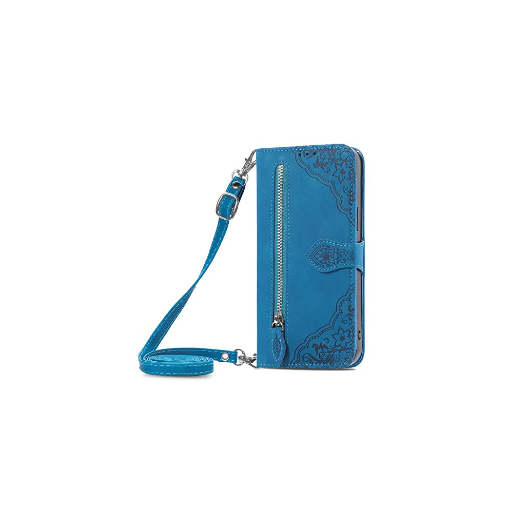 Wallet Leather Case With Magnetic Closure, Kickstand And 7 Card Slots For Google Pixel 9A Blue 9771547543794
