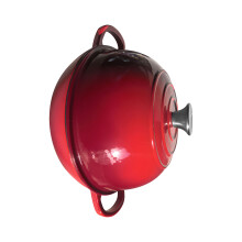 Rood geëmailleerde metalen bakpan met strak deksel,-Rood