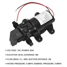 Nero CC 12V 60W alta pressione della pompa 'acqua  diaframma automatico commutazione 5L / min