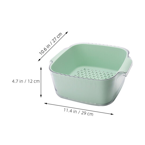Set Bacinella Scolapiatti In Plastica Doppio Strato Per Verdure Frutta 1