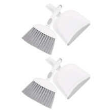 2Sets Compacte Bezem Met Stofblik Set Voor Detailreiniging Grijs