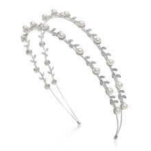 Verstelbaar elastisch ontwerp: Modieuze hoofdband met kralen en kristallen, met parels versierde haaraccessoires voor vrouwen en meisjes (zilver, 1)