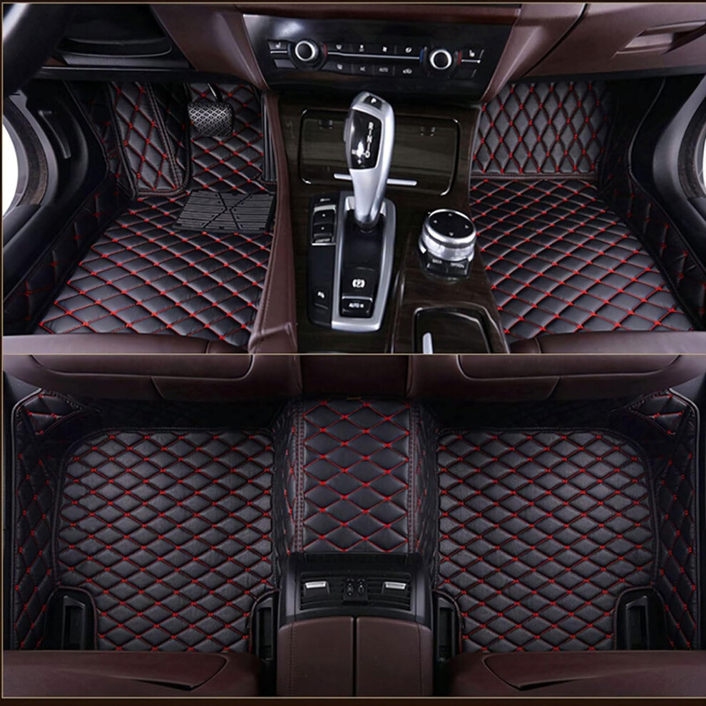 Custom Leather Car Mats For Kodiaq Gt 2019Â2023, 3D Laser Fit Waterproof NonâSlip AllâWeather Set Black/Red 9092120166392