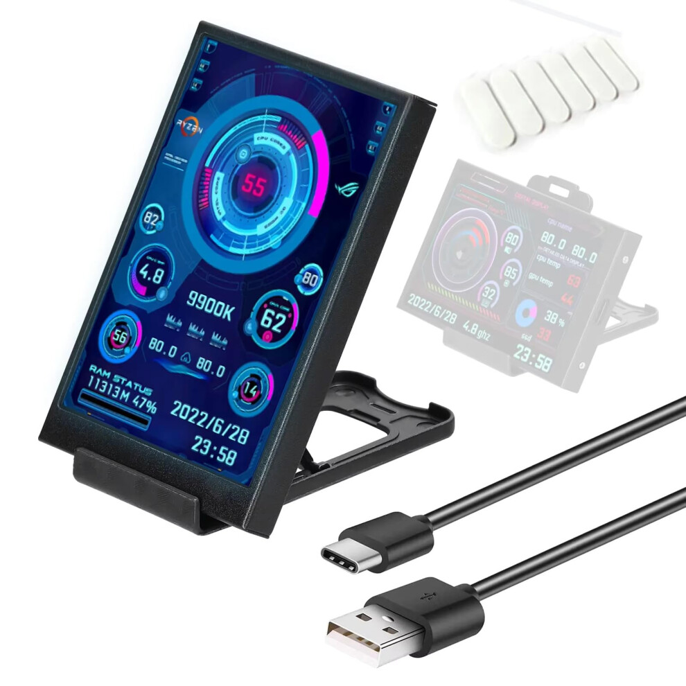 3.5 Inch Ips Usb TypeâC Secondary Screen For Pc, RealâTime Cpu Gpu Ram Monitor Display, Compact Metal Design 9092120166453