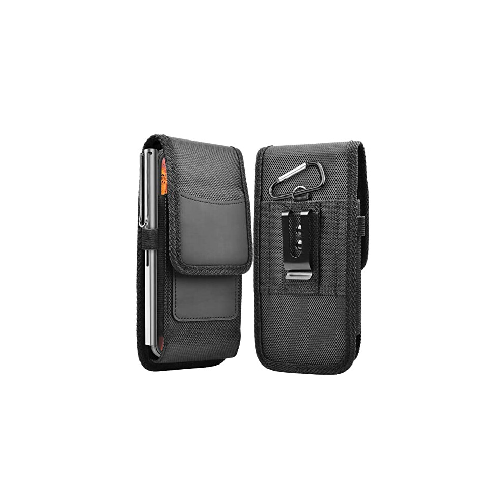 Vegan Leather Phone Holster Case For Nothing Phone 3A/2A/1, Wallet Design With Card Holder And Secure Belt Clip Black 9092120165913