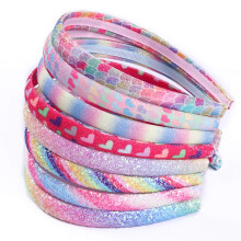 Zářivé dívčí vlasové doplňky, čelenky s flitrovým potiskem, duhové čelenky ve tvaru srdce a mořské panny, pohodlné nošení s vysoce