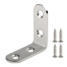 (1pc 40mm, Silver) 90 Degree L-Shape Bracket Corner Brace Set, Stainless Steel Corner Brackets for Shelves Wood Furniture Cabinet Table Drawer
