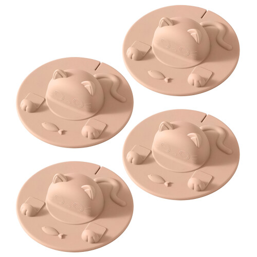 3/4Pcs Thick Silicone Cup Covers Cats Design With Tea Bag-1