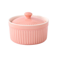 Modern Minimalists Covered Ramekin Excellent For Souffles-Pink