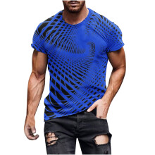 T-shirt da uomo a maniche corte con scollo rotondo in misto cotone, magliette con stampa integrale, top sportivi casual per allenamento, camicetta da