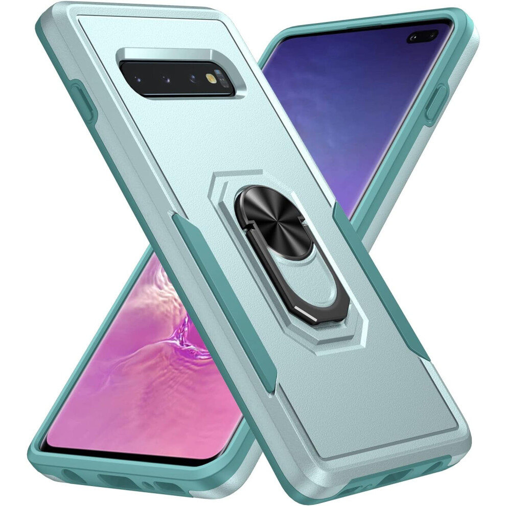 Compatible With Samsung Galaxy S10 Plus Case Â Rugged Military-Grade Shockproof Case With Kickstand & Magnetic Ring (Light ) Green 9479868121133
