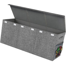 Collapsing LKids Toy Storage Holder Having Two Sections-grey