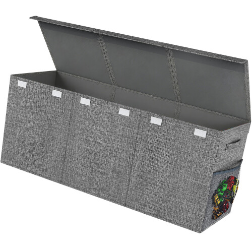 Collapsing LKids Toy Storage Holder Having Two Sections-grey