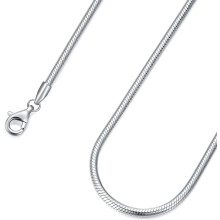 Colar de corrente de cobra redonda em prata esterlina para homens e mulheres, com 1 mm, 1,5 mm, 2 mm, 2,5 mm e 3 mm de espessura. Corrente italiana