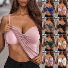 Camisetas sin costuras para mujer con sujetador incorporado Camiseta básica sin mangas Camisola Pijama