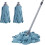 Mops for Floor Cleaning with Handle and 2 Blue Microfiber Cloth Head Replacements, String Wet Mop Refills Compatible With 0.8" Diameter Stick 1