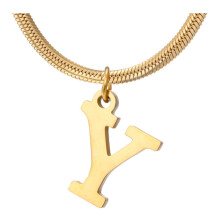 Personalized Gold Monogram Necklace Titanium Steel Initial Pendant Choker for Women