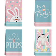 Kitchen Towels Set of 4, 18x26 Inch Dish Towels, Home Kitchen Decorations Hand Towels, Drying Dishcloth with Easter Bunny and Eggs Design