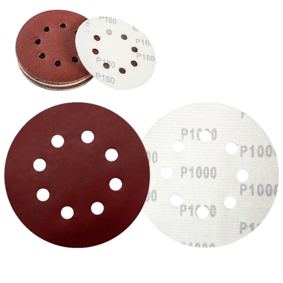10Pcs 5" 8-Hole Sanding Discs (80-3000 Grit), Compatible With Orbital Sanders, For Auto & Woodworking 9479868138810
