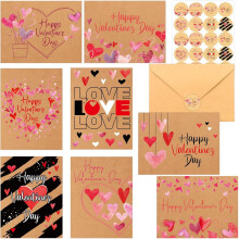 Kraft Valentine's Cards with Envelopes 24-Pack Blank Inside